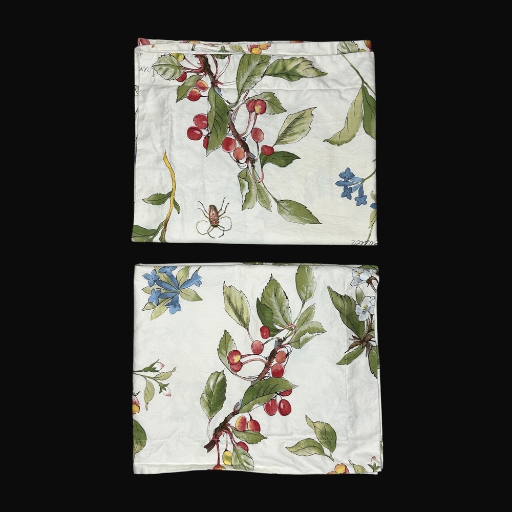 Pottery Barn Botanical Cherry Blossom Organic Cotton Standard Pillowcase Set 2